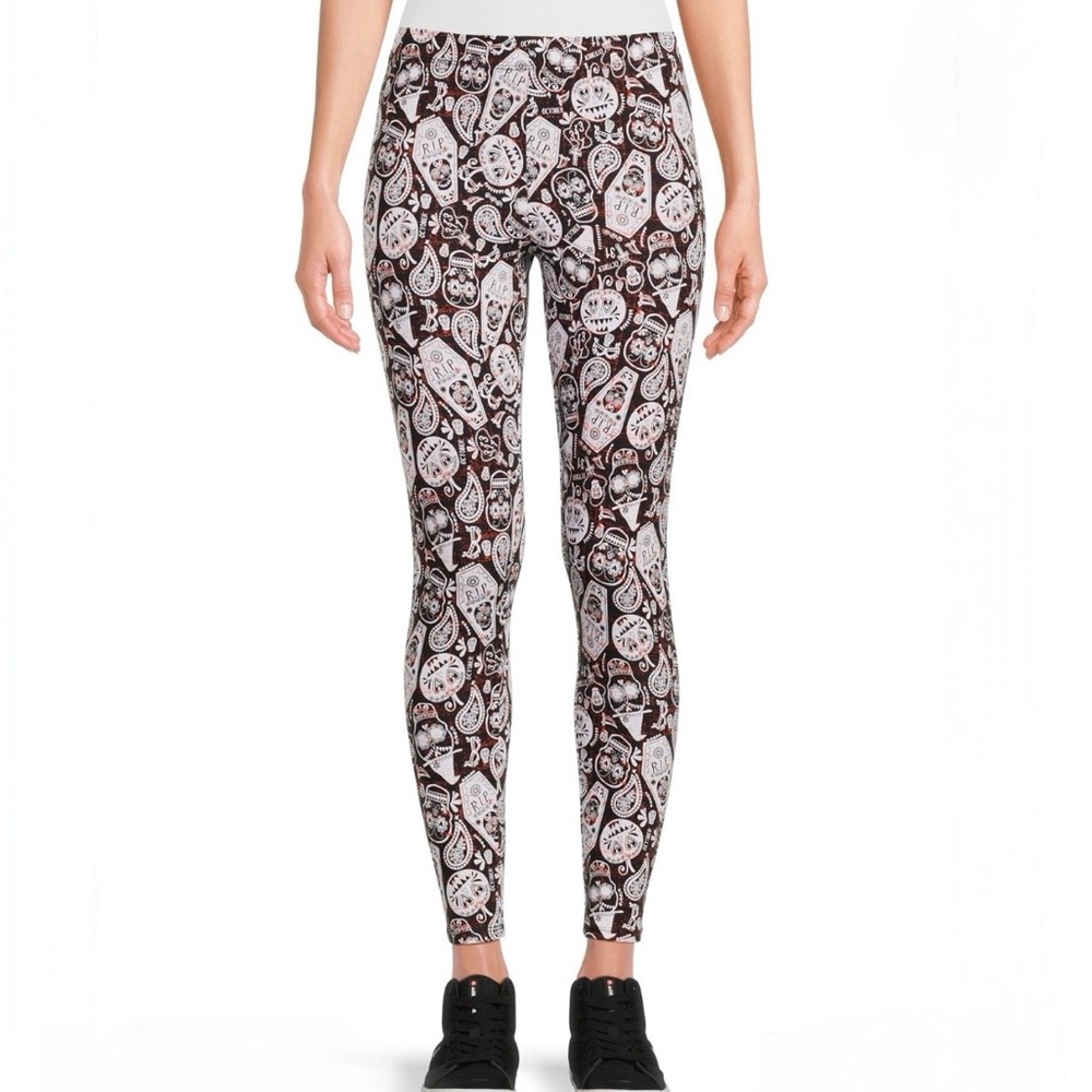 No Boundaries Halloween Sugar Skull Coffin Pumpkin Leggings Ladies XXL/19